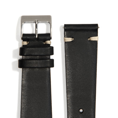 Schwarzes Vintage Leder Uhrenarmband