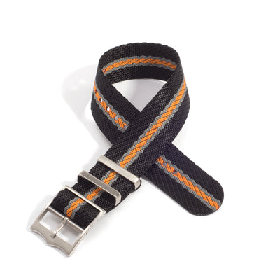 Everest Black, Gray, and Orange Einzel pass Nylon Uhrenarmband