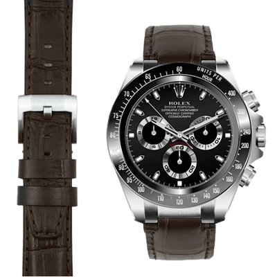 Rolex Daytona steel end link brown alligator leather watch strap