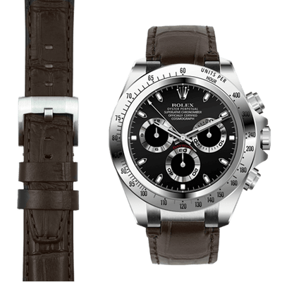 Lederarmband mit Endglied aus Stahl für Rolex Daytona mit Dornschließe