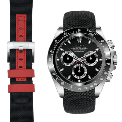 Daytona black with red nylon watch strap