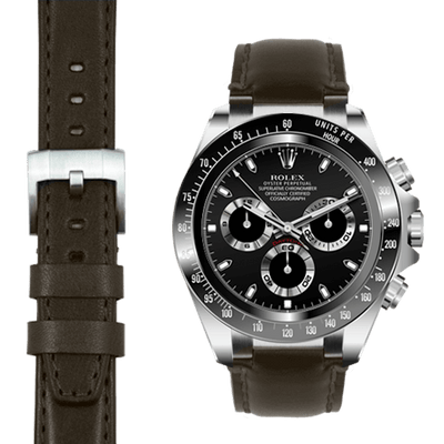 Rolex Daytona steel end link chocolate leather watch strap