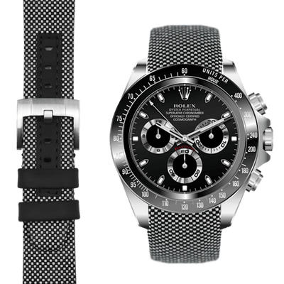 Daytona black and white nylon watch strap