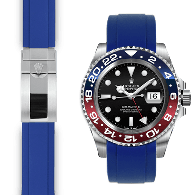 Rolex GMT Ceramic blue rubber deployant watch strap