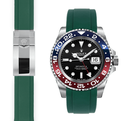 rolex GMT Ceramic green rubber deployant watch strap