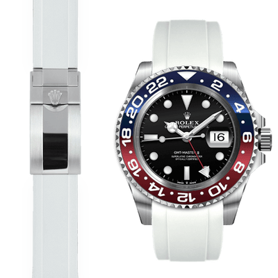 Rolex GMT Ceramic white rubber deployant watch strap